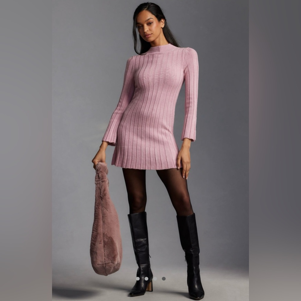 NWT Anthropologie Long Sleeve A-Line Sweater Mini Dress